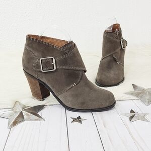 Lucky Brand Mickie heeled ankle boots taupe gray suede size 8.5